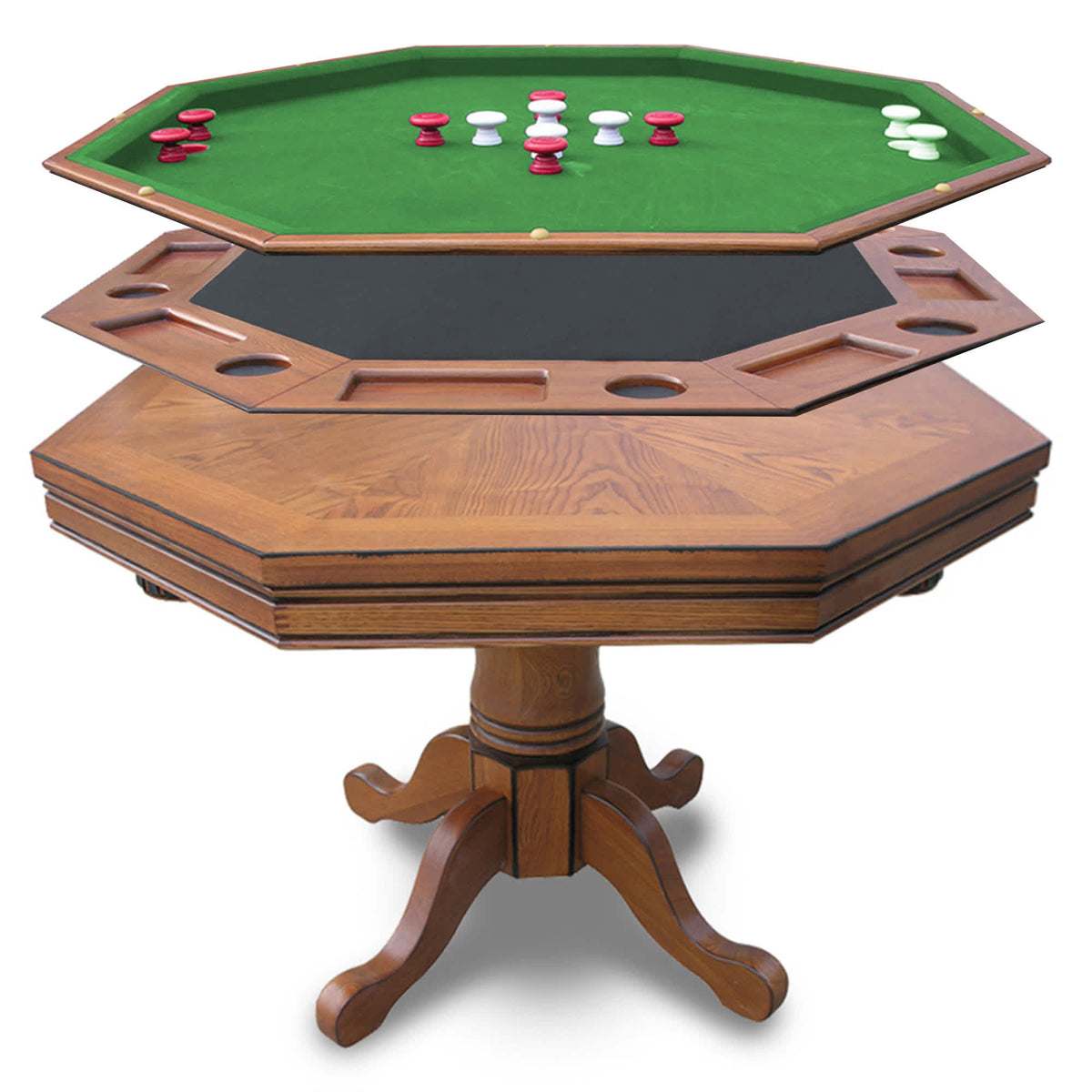 Kingston 48-in Poker Table Combo Set (Table Set Only) - Oak Finish - Church of Craps