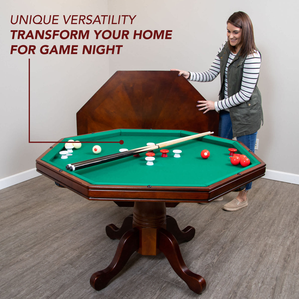 Kingston 48-in Poker Table Combo Set (Table Only) - Walnut Finish - Church of Craps