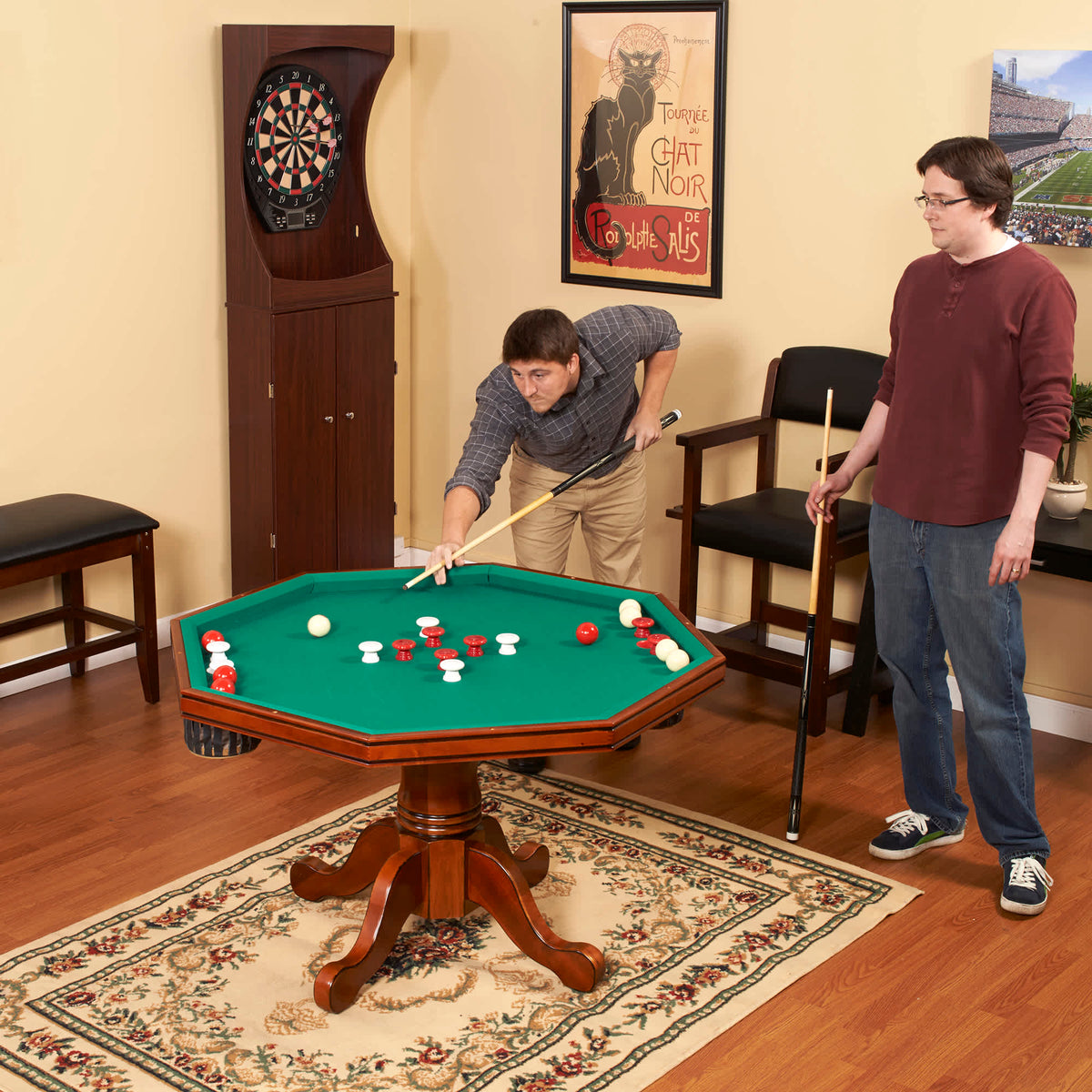 Kingston 48-in Poker Table Combo Set (Table Set Only) - Oak Finish - Church of Craps