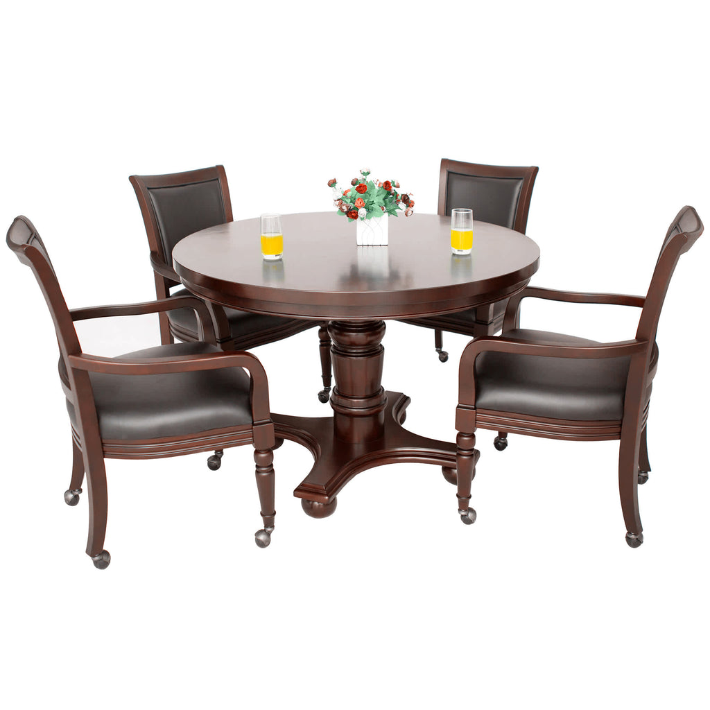 Bridgeport 48-in Poker Table and Dining Top with 4 Arm Chairs - Walnut Finish - Church of Craps