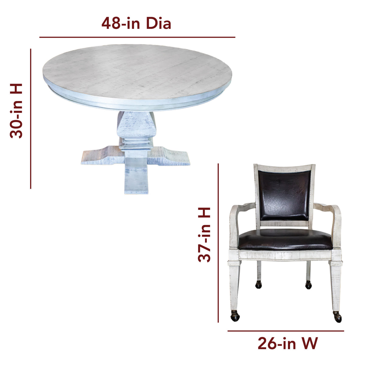 Montecito 48-in Poker Table and Dining Top with 4 Arm Chairs - Church of Craps