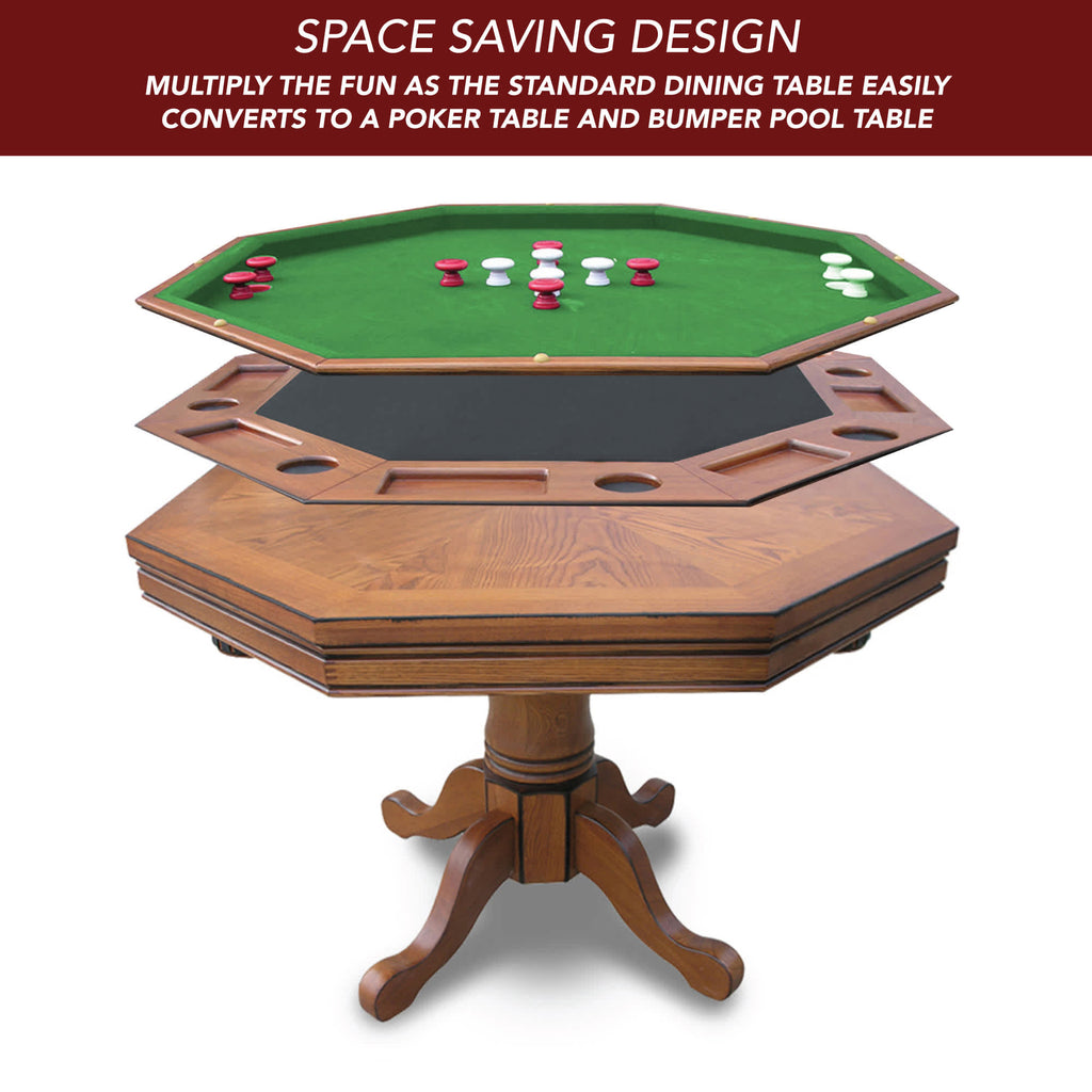 Kingston 48-in Poker Table Combo Set (Table Set Only) - Oak Finish - Church of Craps