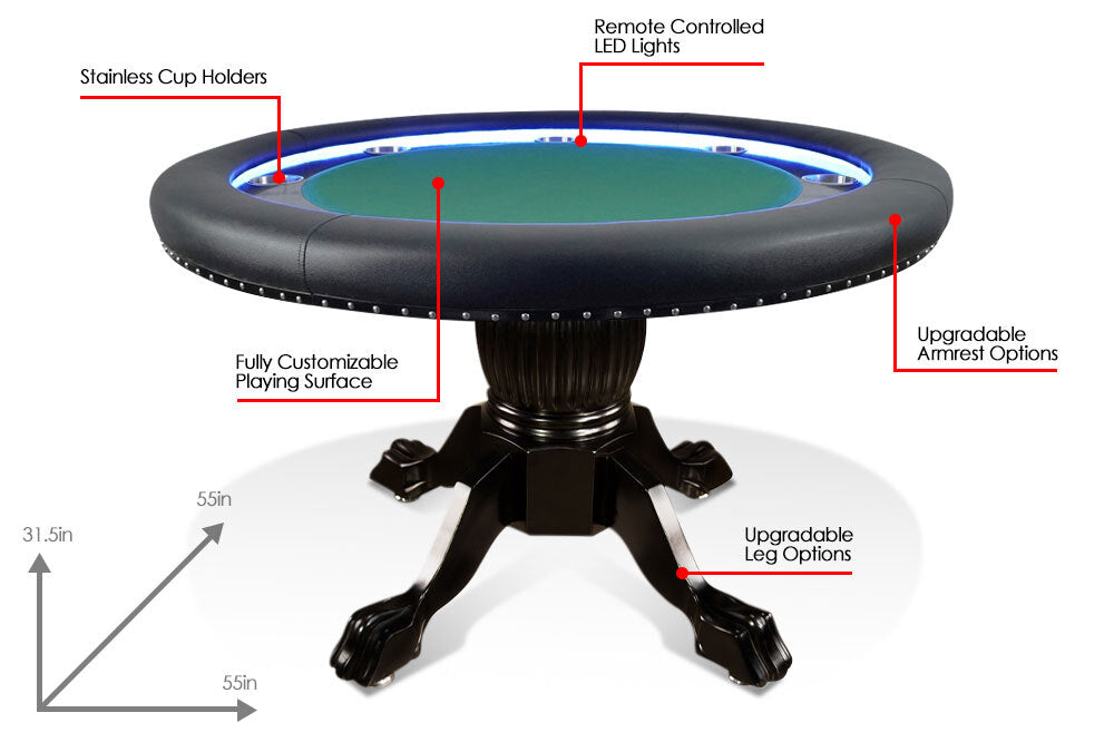 BBO Ginza LED Round Poker Table - Church of Craps